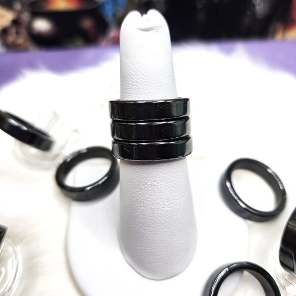 Hematite Gemstone Band Rings - Picture 4 of 5